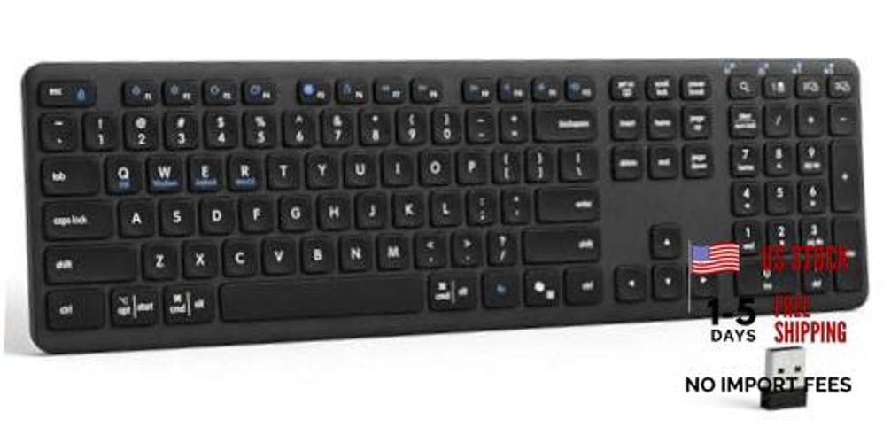 Wireless Bluetooth Keyboard, Full Size Multi-Device Keyboard for English Black