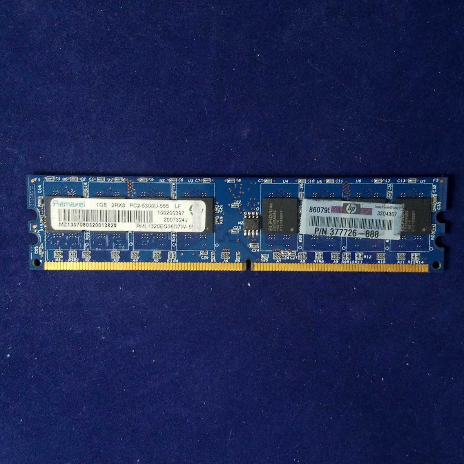 Ramaxel PC2-5300 / DDR2-667 / 1GB (1GB x 1) RAM DIMM non-ECC RML1320EG38D7W-667