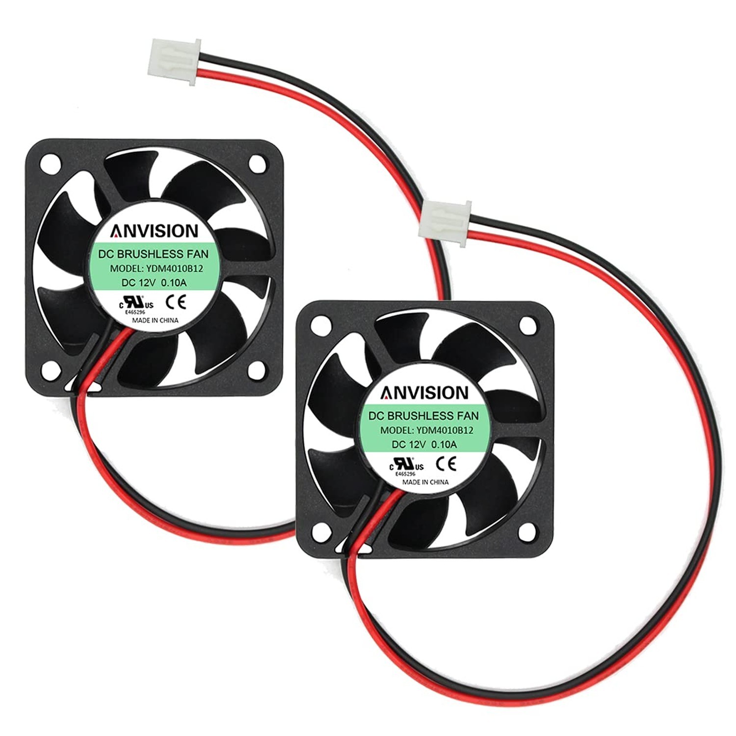 ANVISION 2-Pack 40mm x 10mm DC 12V Brushless Cooling Fan, Dual Ball Bearing, ...