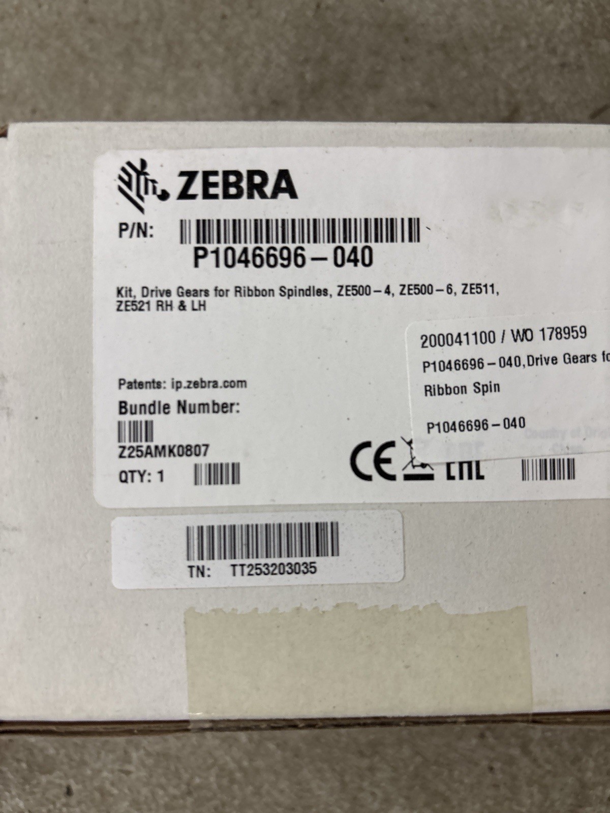 Zebra P1046696–0 40 Kit Dr. Gears For Ribbon Spindles, ZE 500–4, ZE 500–6