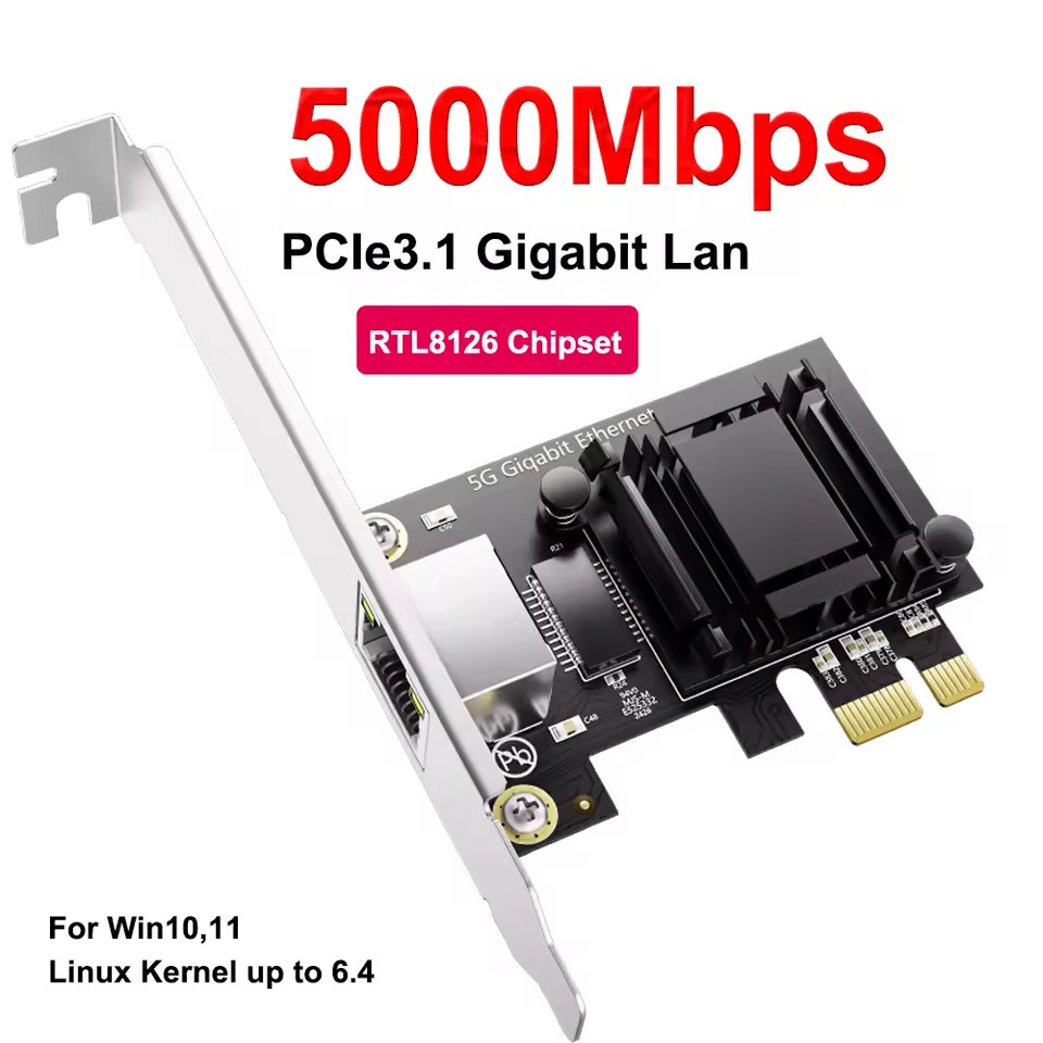 5G/2.5G PCI-E RJ45 Network Card RTL8126/8125B Chip Multi-Gig Ethernet PCIE