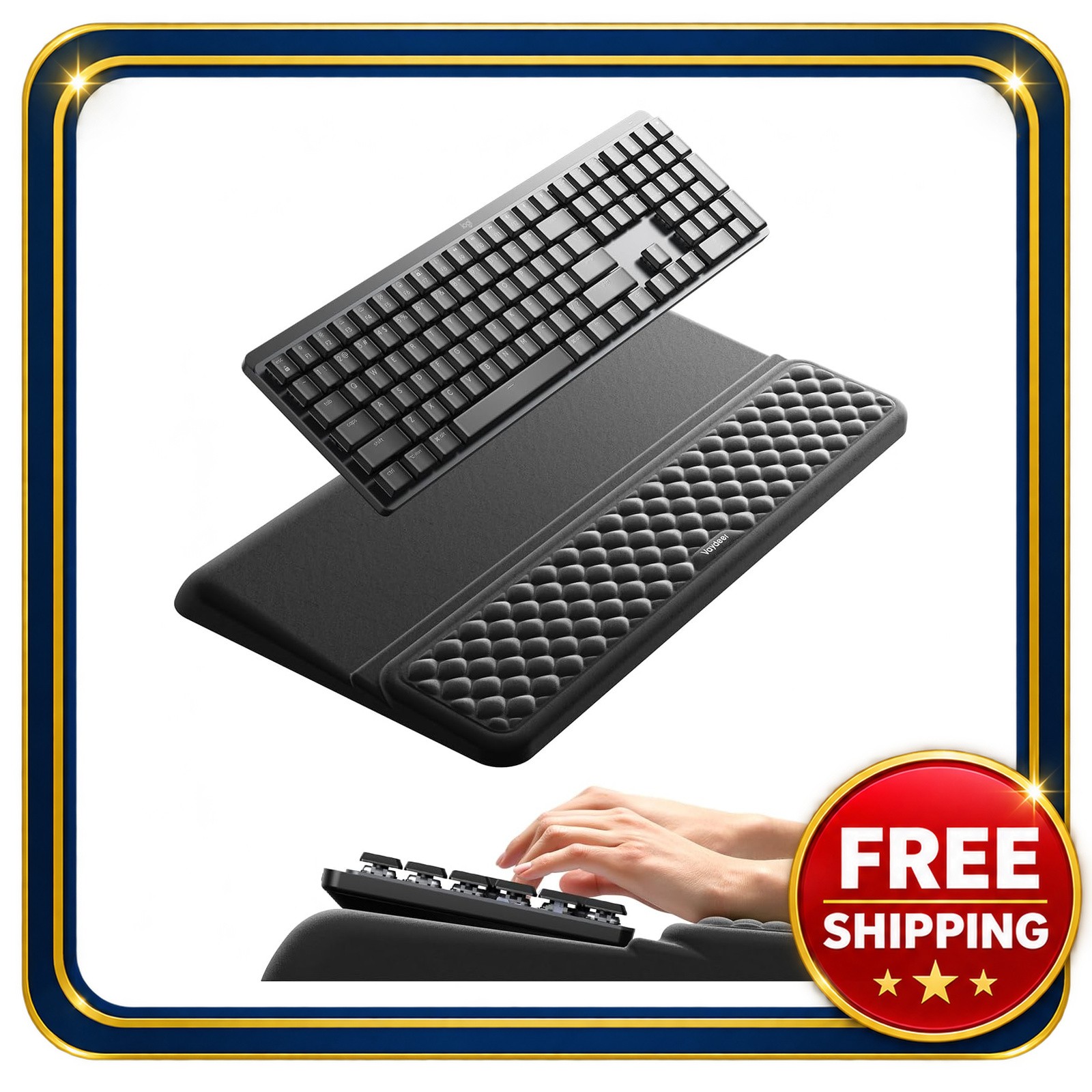 Keyboard Stand with Wrist Rest 2-in-1 Adjustable Angles Silicone Base
