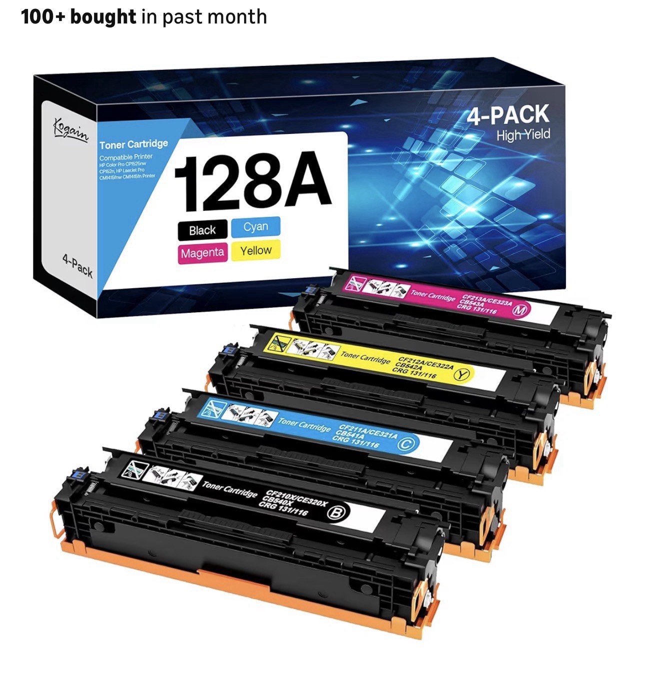 128A Toner Cartridges High Yield Compatible for HP 128A CE320A CE321A CE322A ...