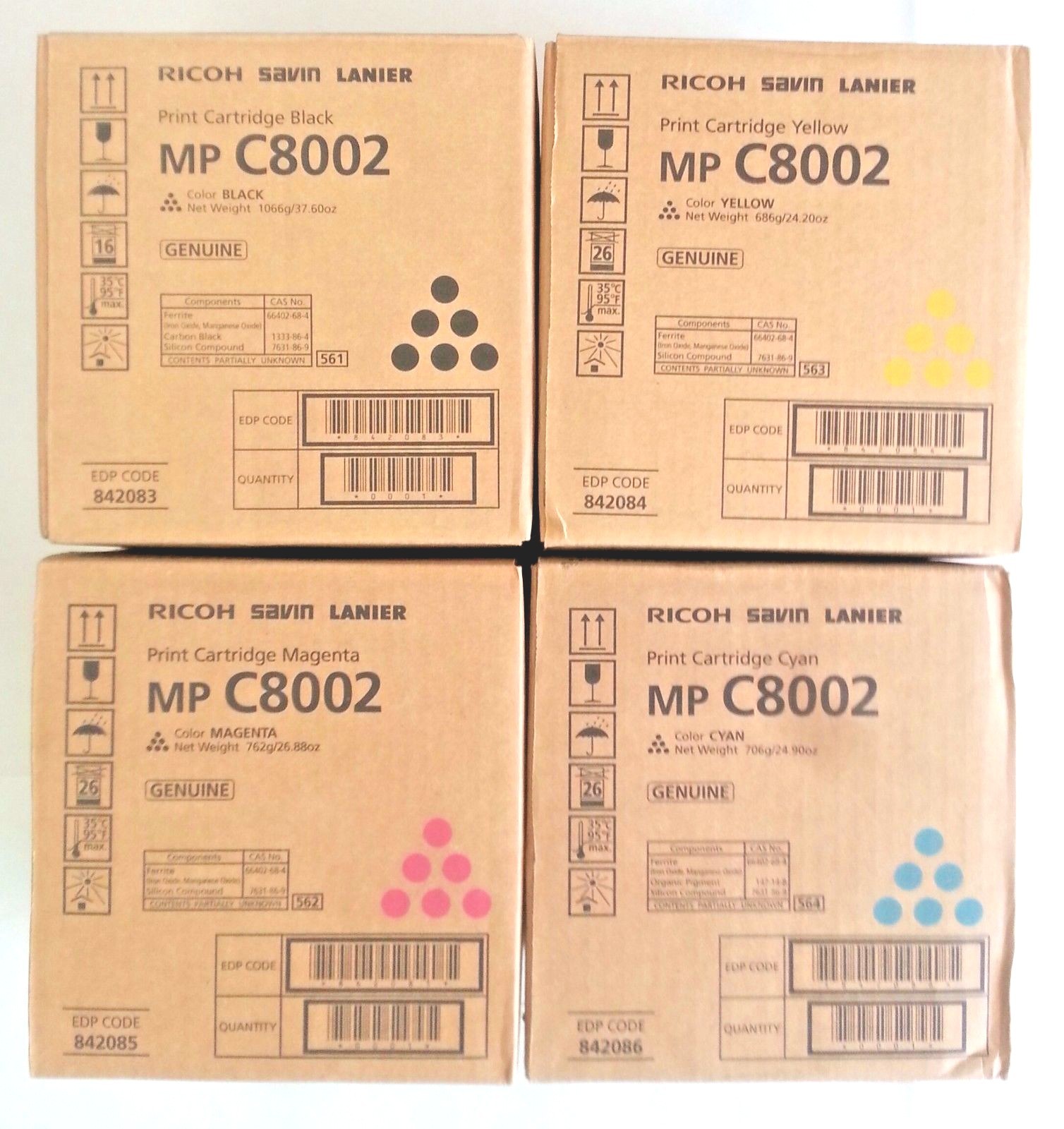 Genuine Ricoh Savin Toner SET  MP C8002  MP C6502  842083 842084 842085 842086
