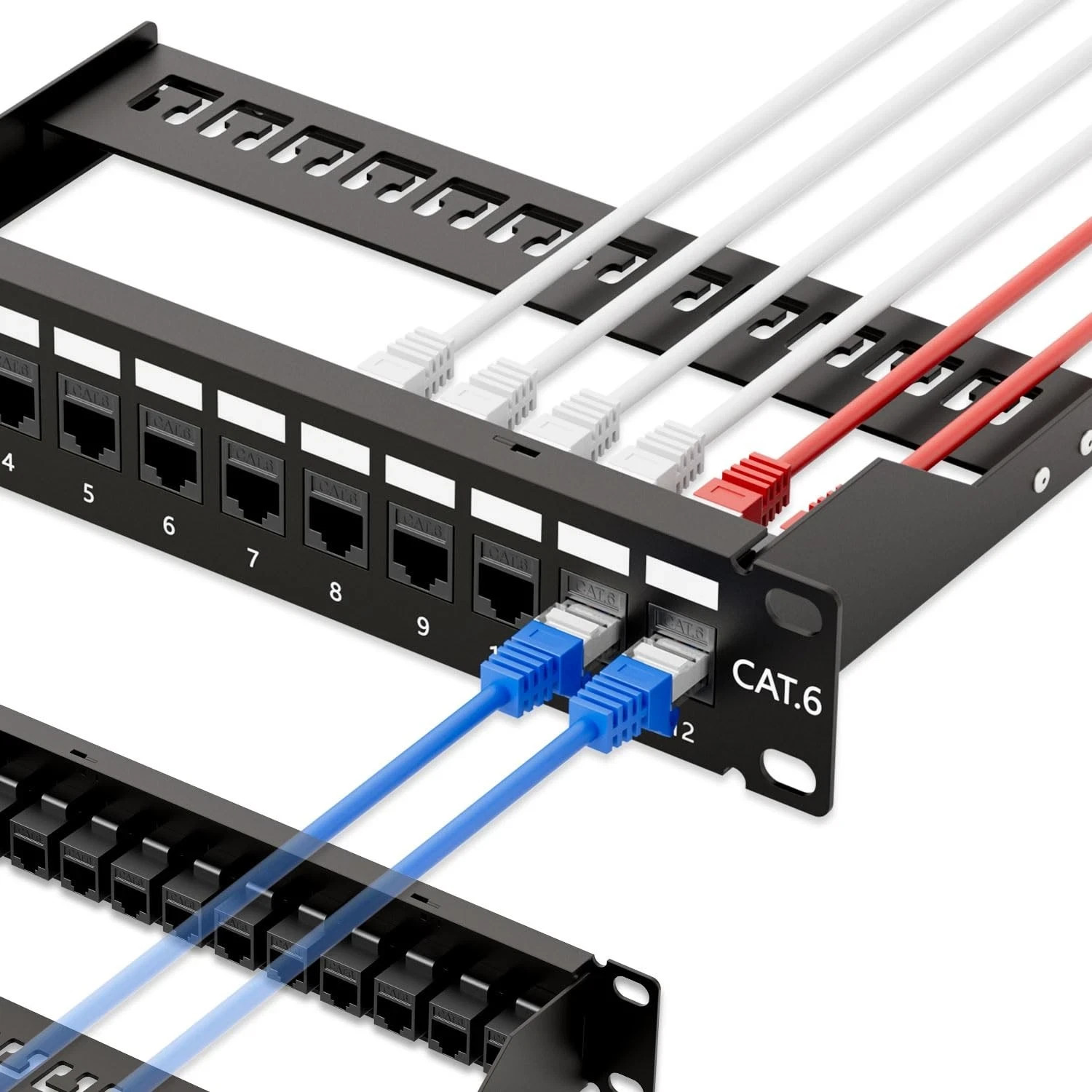 iwillink 10Gbps Patch Panel 12 Port, 10-Inch Through Coupler RJ45 12-Port 