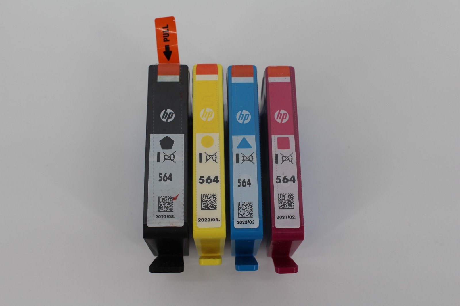4-PACK HP GENUINE 564 BLACK & COLOR INK BLK CYM PHOTOSMART 6520 6525 2021/2023