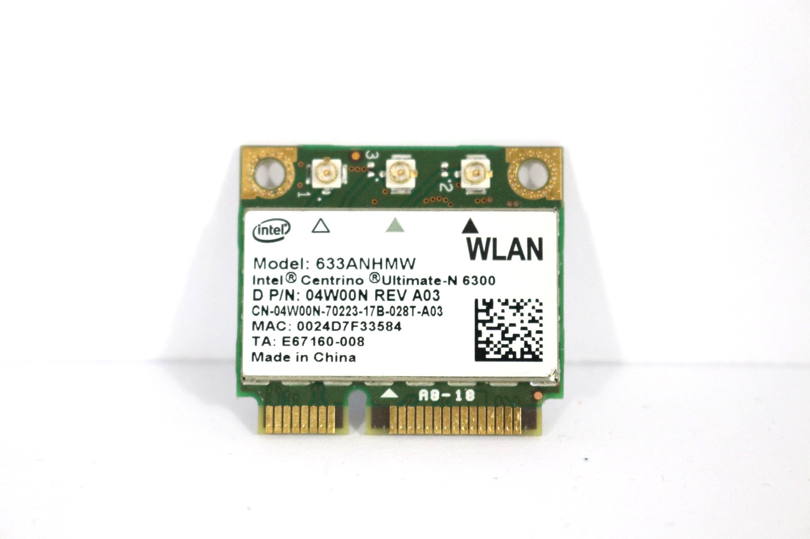 Intel Centrino Ultimate-N 6300 633ANHMW WiFi WLAN Card Dell 04W00N