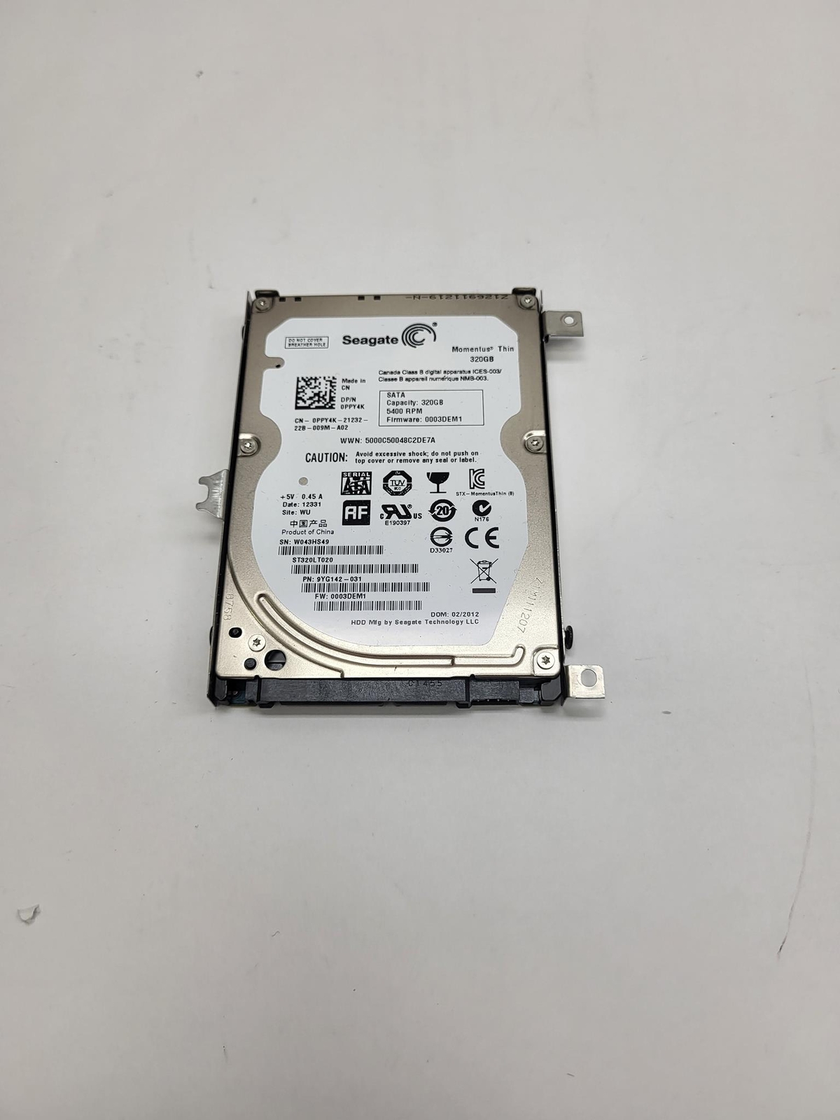 0PPY4K - DELL 320GB 5400RPM SATA 3GB/S 16MB CACHE 2.5-INCH HARD DRIVE