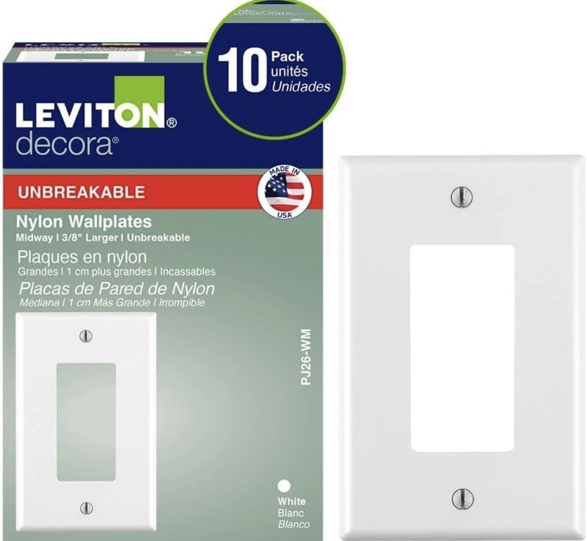 Leviton Decora Wall Plate 1 Gang 10 Pack White