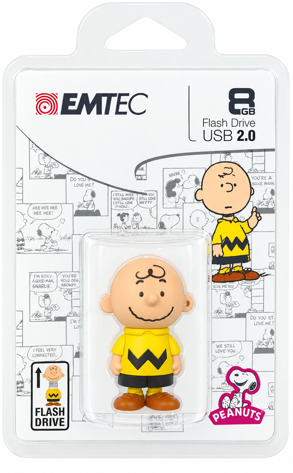 NEW Emtec 3D Peanuts Snoopy Charlie Brown Character 8GB USB 2.0 Flash Drive New 