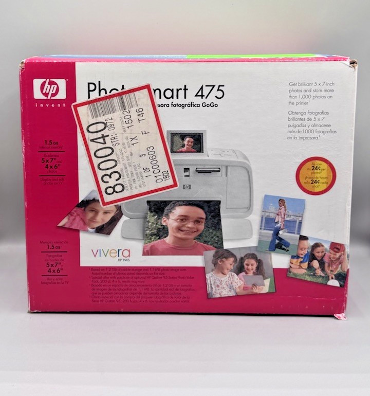HP Photosmart 475 GoGo Photo Printer 1.5 GB Memory 5x7” 4x6” Photos NEW