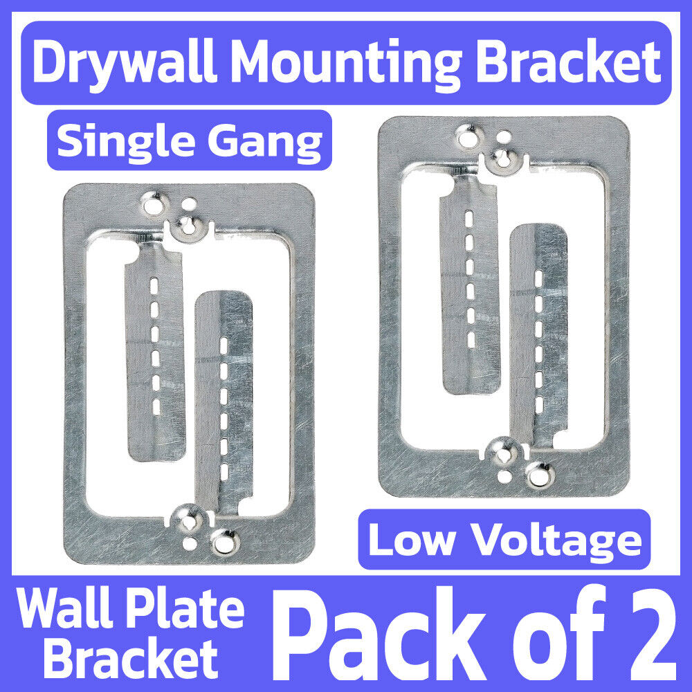 2 Pack Low Voltage Mounting Bracket 1-Gang Steel  Drywall Mount Type Wall Plate