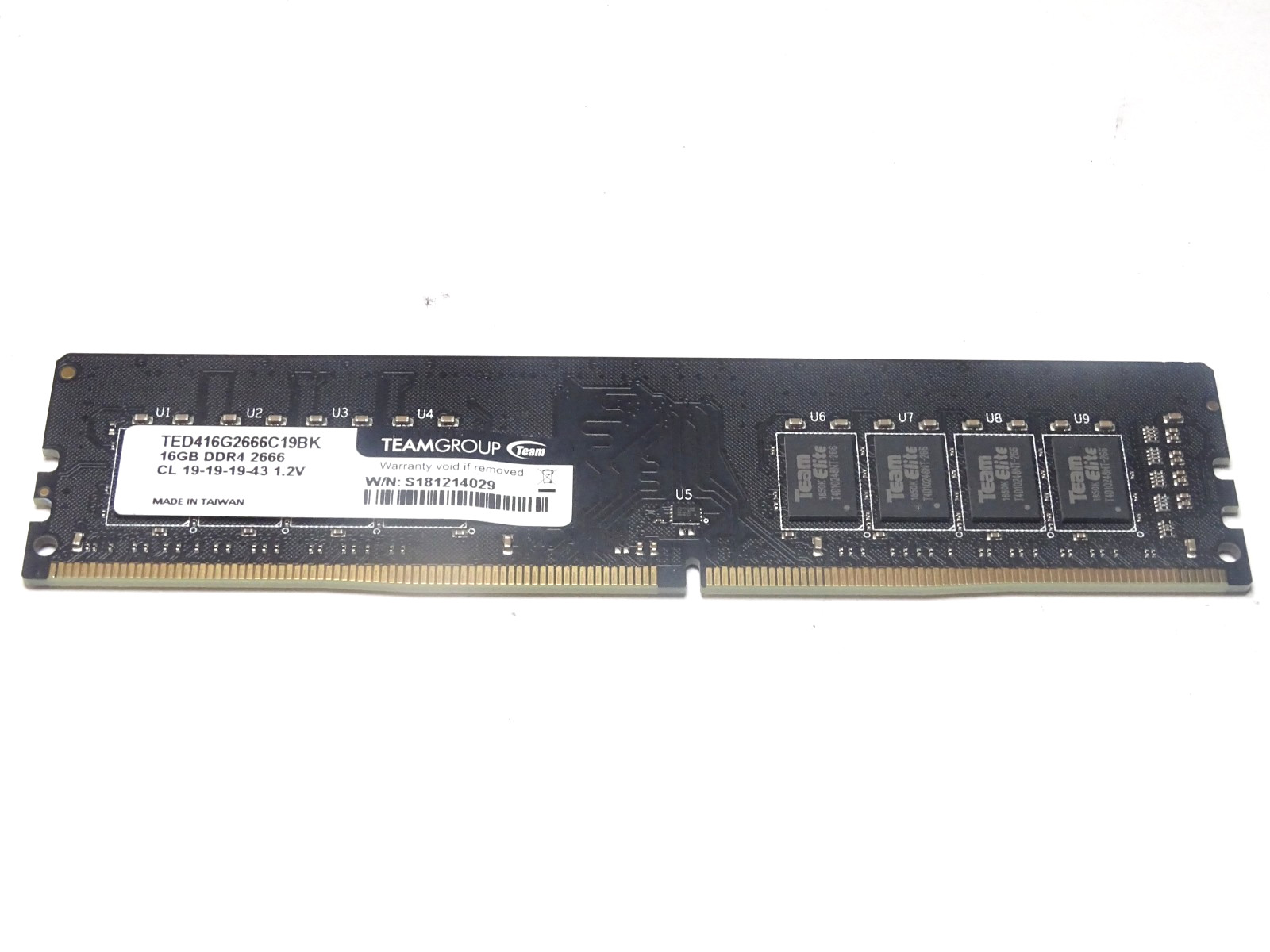 TeamGroup Elite 16GB DDR4 2666MHz PC4-21300 CL19 1.2V 288-Pin UDIMM RAM TED416G2