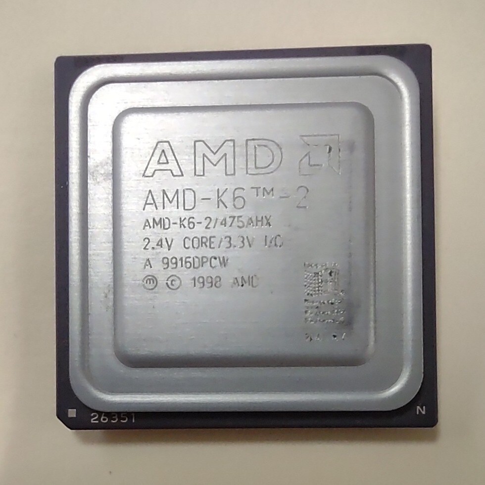 AMD K6-2 475 MHz AHX SOCKET 7 CPU 2.4v Core Tested Vintage 1998