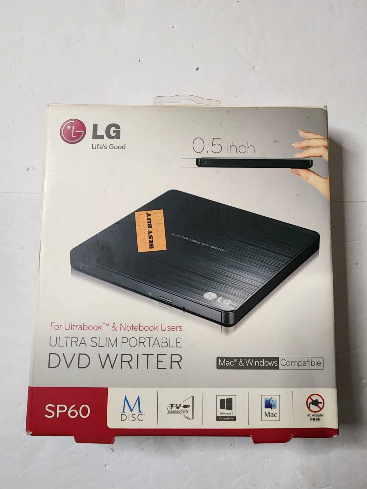 LG Ultra Slim Portable DVD Writer SP60  M-Disc Windows And Mac Compatible