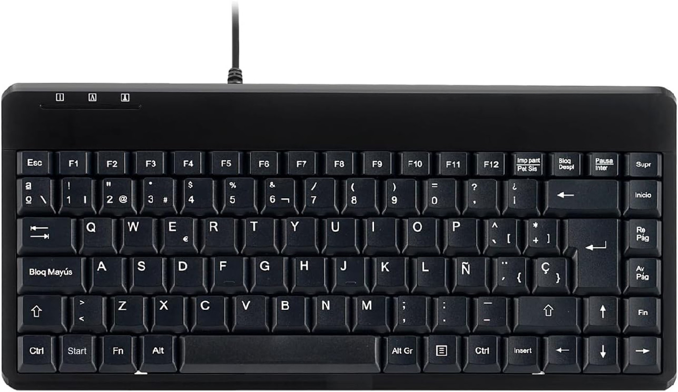 PERIBOARD-409P ES Mini Teclado Con Cable Ps2-314X146X20Mm - Negro - QWERTY Españ
