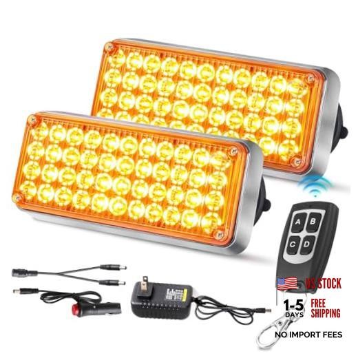 Upgraded Wireless Strobe Lights w/Remote Control for Trucks - Amber