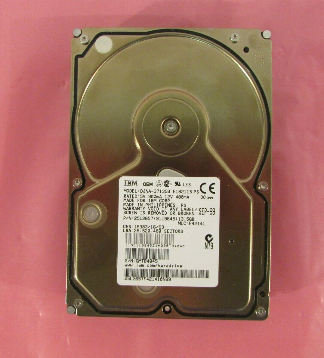 IBM DJNA-371350 25L2657 3.5" IDE Hard Drive 13.5 GB ATA 66.6 MB/s Internal HDD