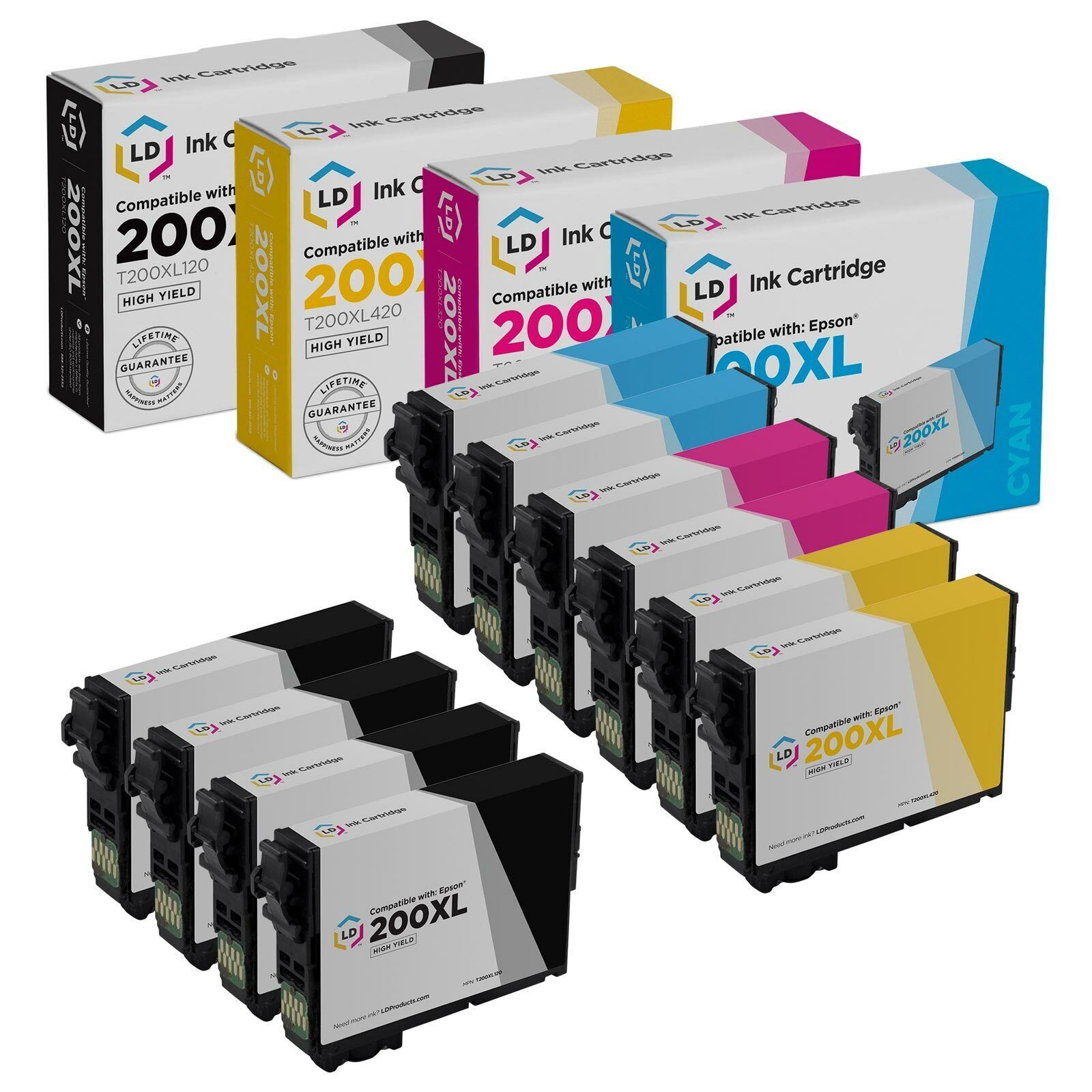 LD 10pk Replacement for Epson 200 XL Ink 200XL T200XL120 Black Cyan Yellow