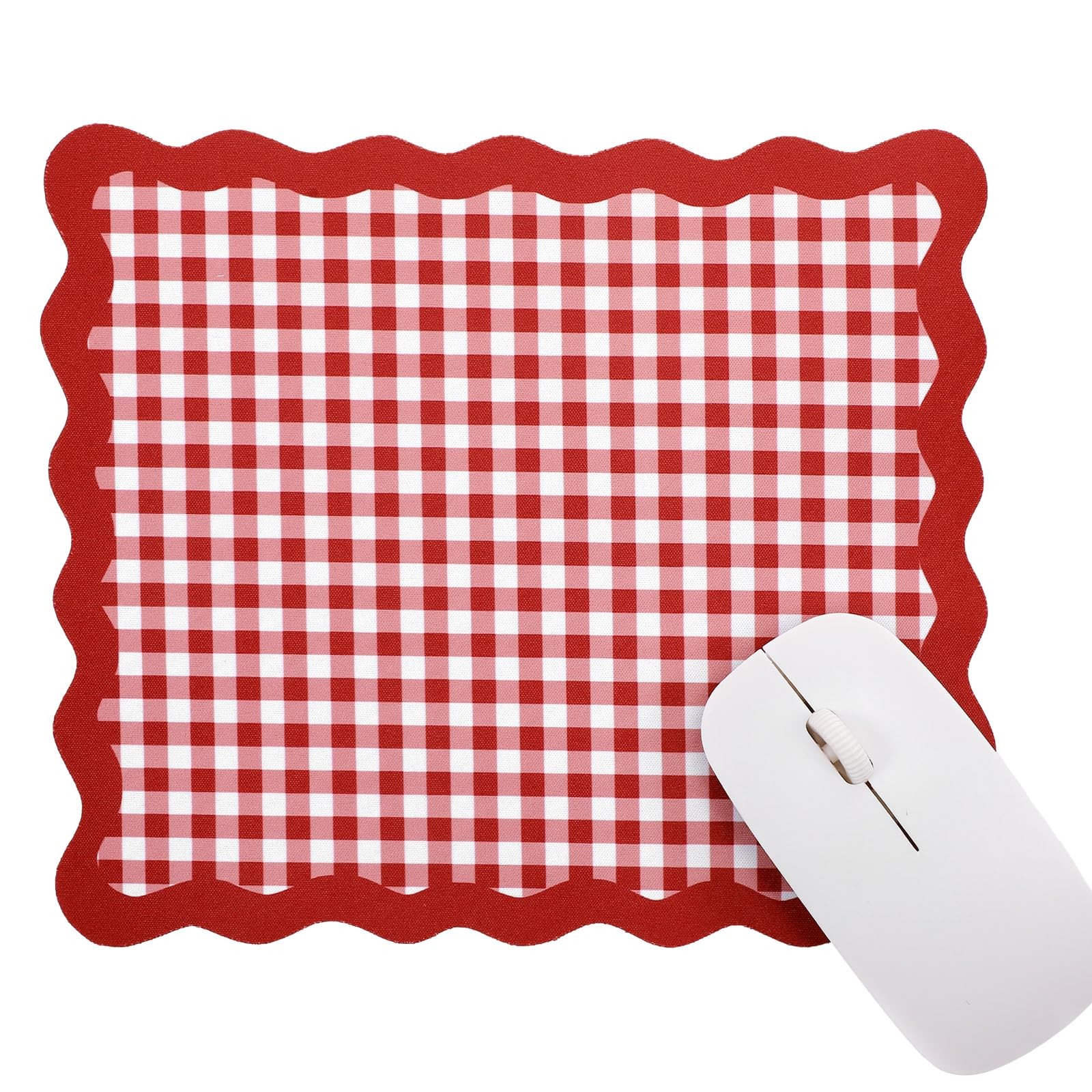 Red Scalloped Gingham Pad 9x7.9 Inch