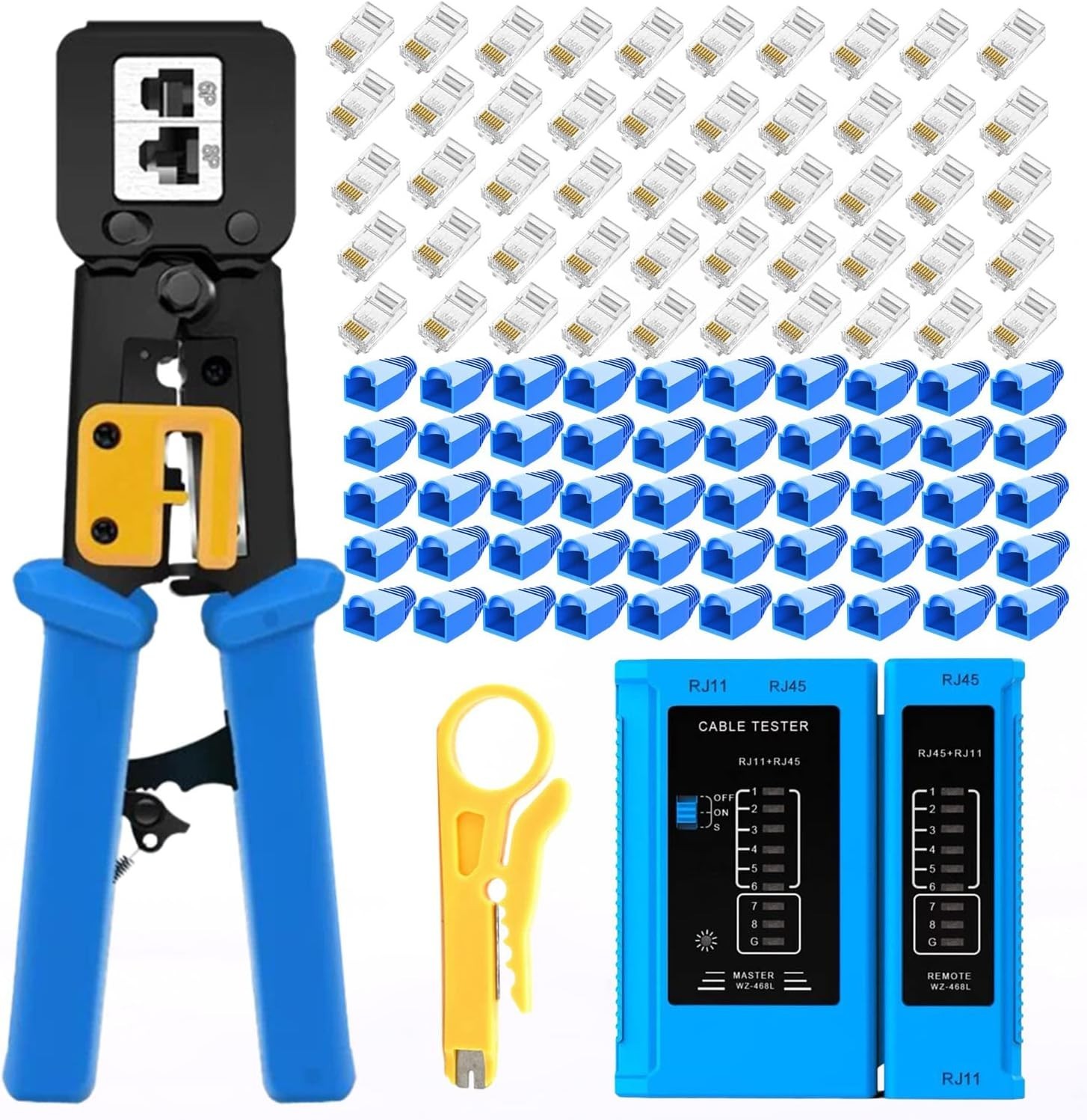 RJ45 Pass Through Crimping Tool for Cat5 Cat5e Cat6 Ethernet Cable Crimper