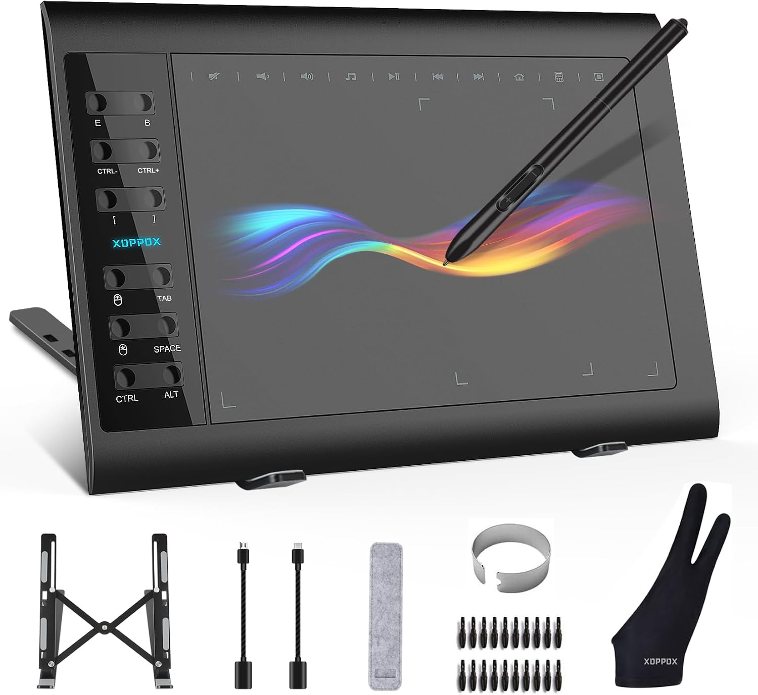 10x6 inch Digital Drawing Tablet HD Screen Graphics tablet with Battery-free Pen