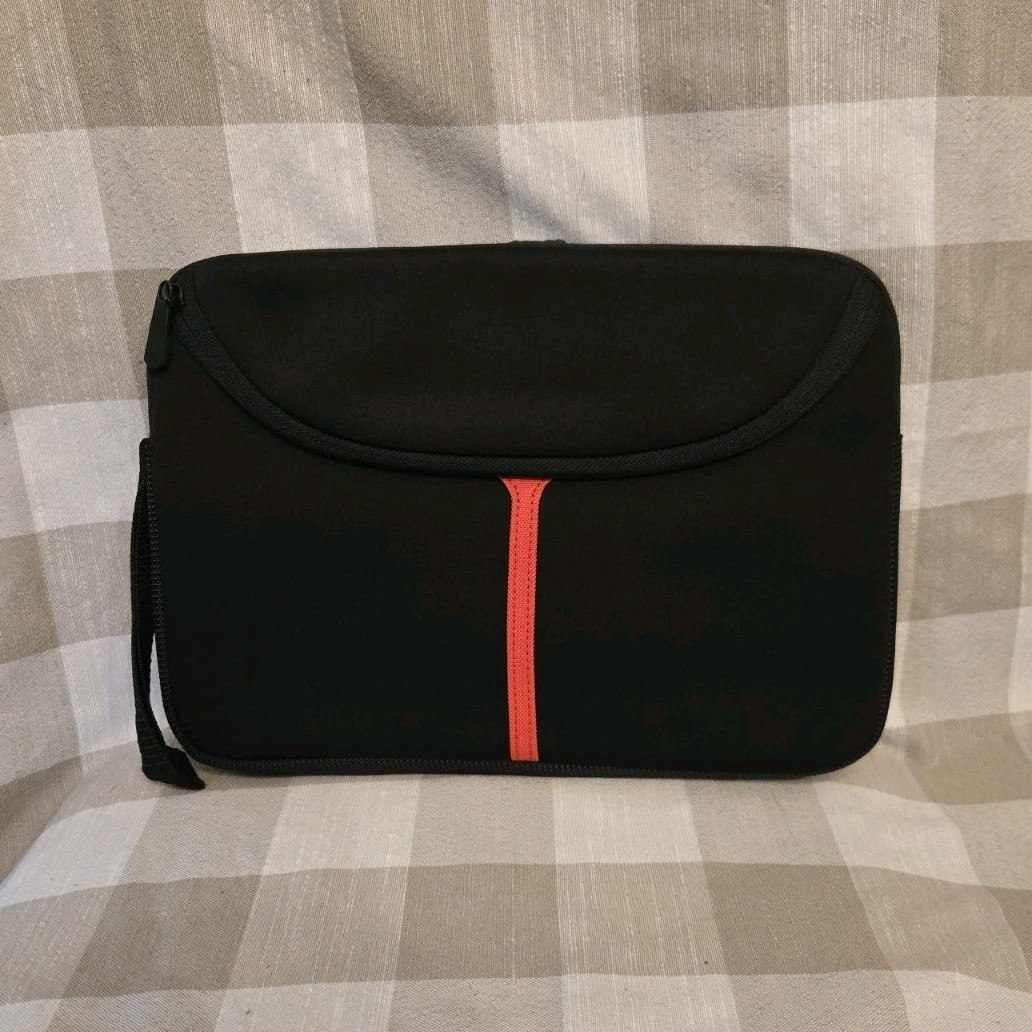 10.2 Padded Neoprene Laptop Sleeve Case Black/Red Stripe Solid Universal