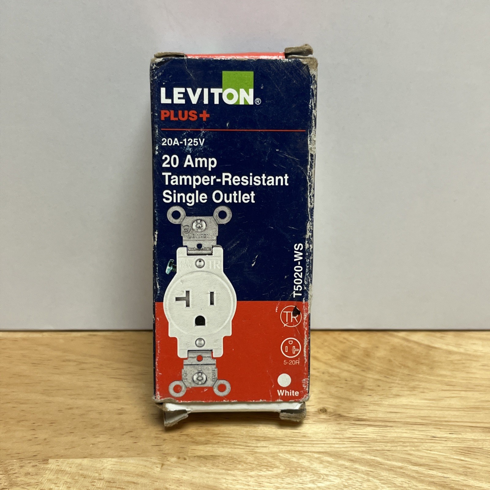 LEVITON Plus+ 20 Amp Single Outlet  Tamper Resistant White  5-20R R52-T5020-WS