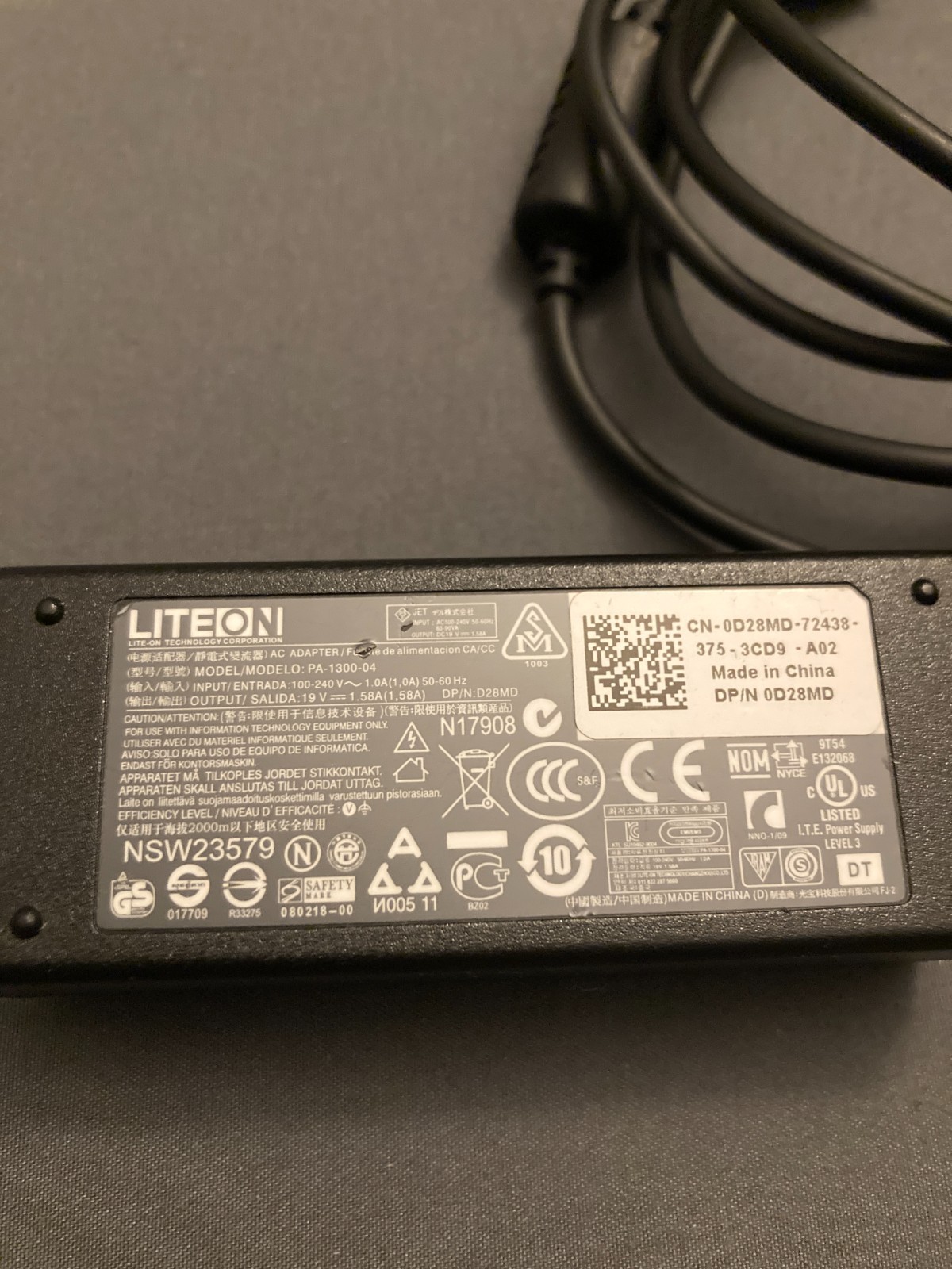 Genuine LITEON PA-1300-04 19V 1.58A 30W D28MD Tablet AC Adapter Charger