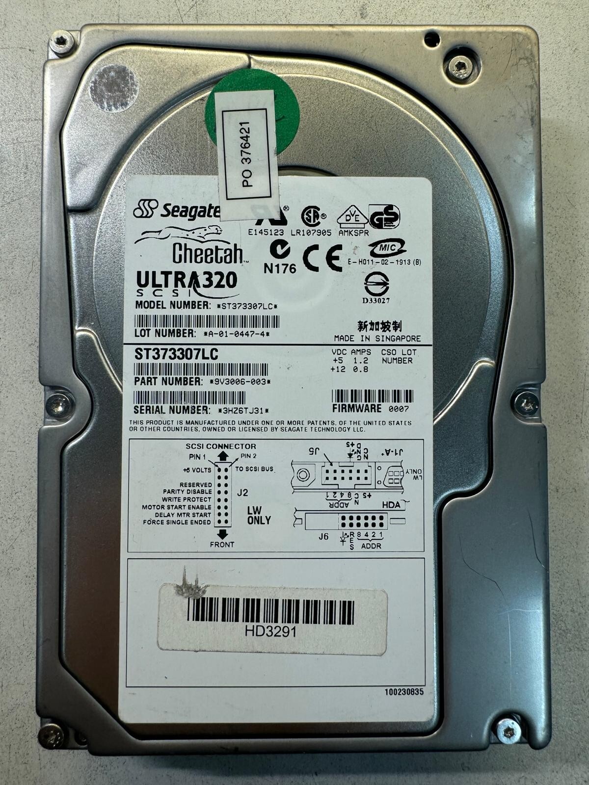 SEAGATE 9V3006-003 ST373307LC 73.4GB 10K RPM Ultra-320 SCSI Hot-Pluggable 80Pin