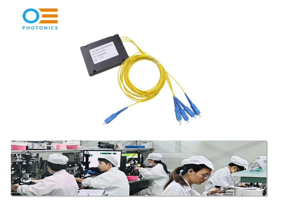 1x4 1250-1650nm Single-Mode SM FTTH Optical Fiber PLC Splitter SC/UPC