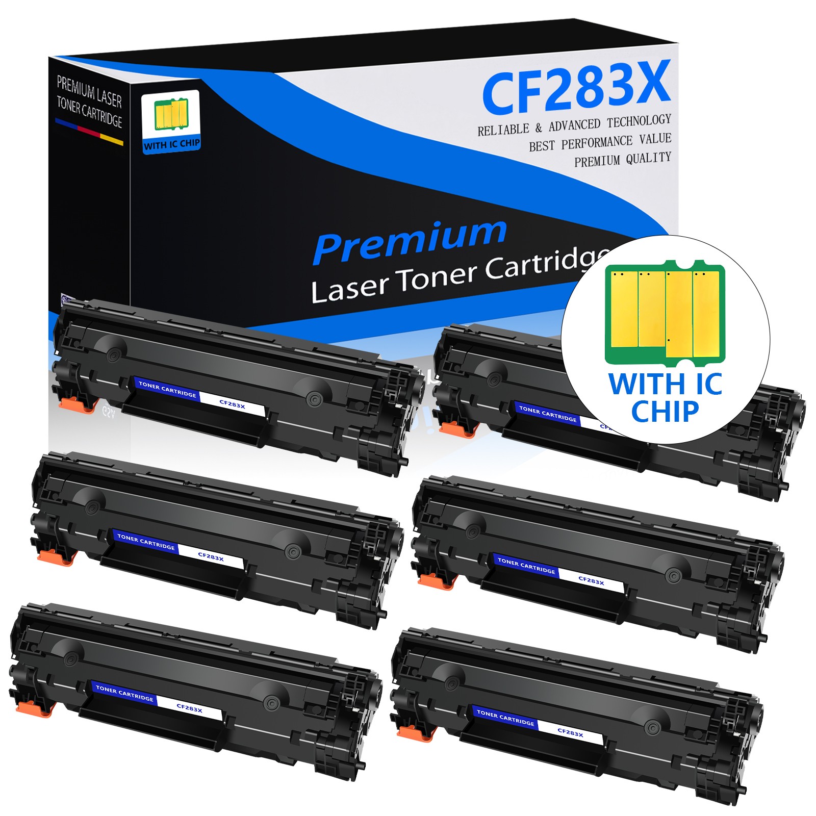 6 Pack CF283X 83X Toner Cartridge For HP LaserJet Pro M201 M225 M127 M225rdn