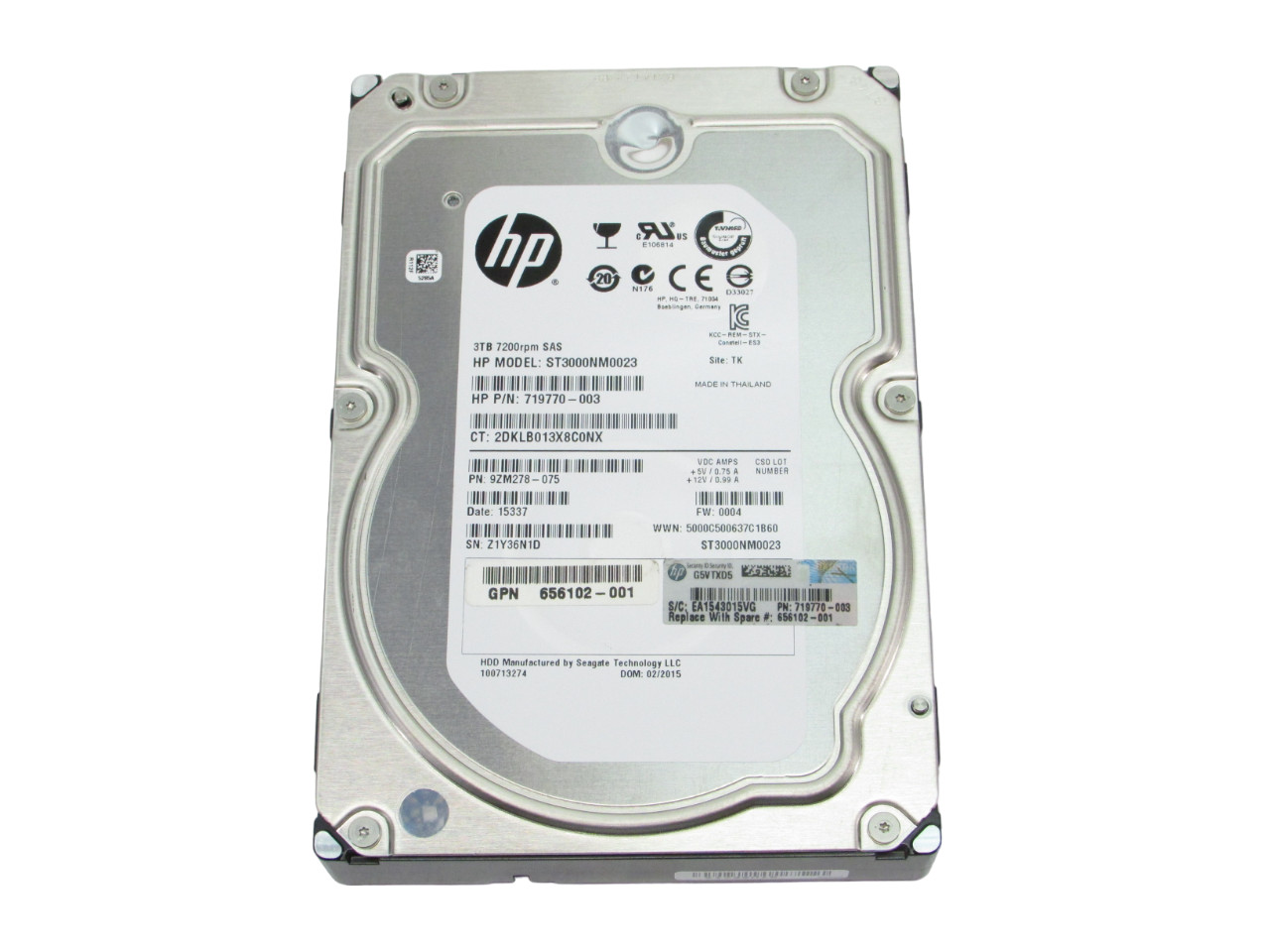 Seagate 3TB ST3000NM0023 7.2k SAS 6Gbps 3.5" HDD Hard Drive Grade A 719770-003