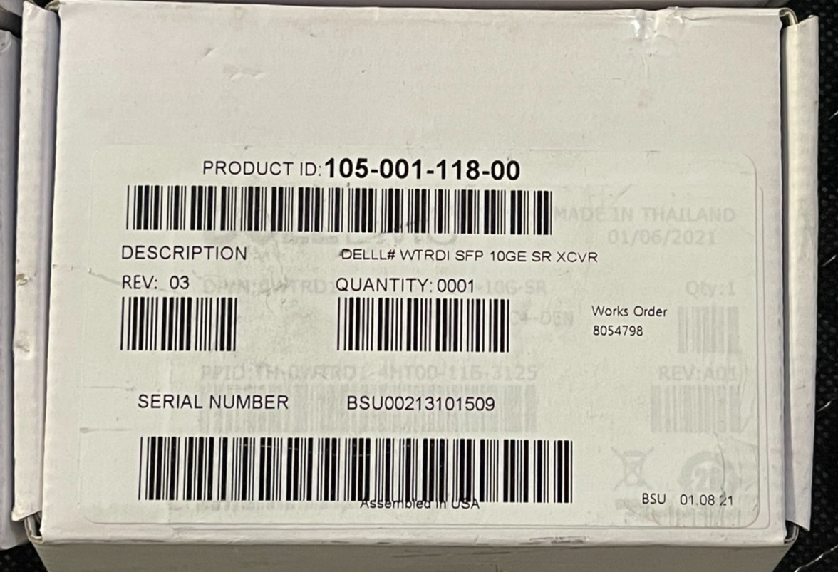 NEW DELL XCVR 10Gb SFP+ 400m 10GBASE-SR FTLX8574D3BCL-FC 0WTRD1 Transceiver