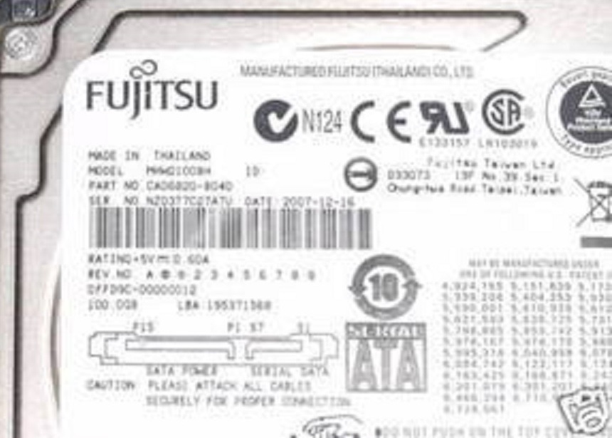 Fujitsu MHW2100BH (CA06820-B040) 0FFD9C-00000012 100gb 2.5" Sata Hard Drive