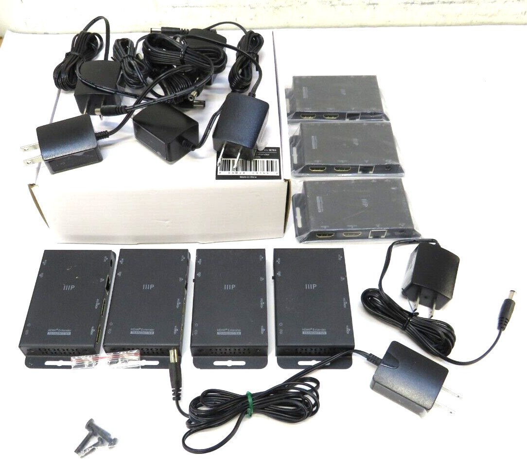 Monoprice Blackbird HDMI Extender Over Cat6, 50m LOT of 7 w/ Chargers