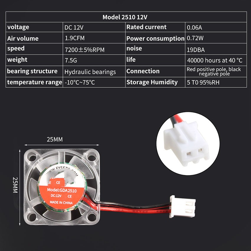 12V/24V LED Heat-emitting Cooling Fan for PRUSA EMDER VORON VZBOT 3D printer