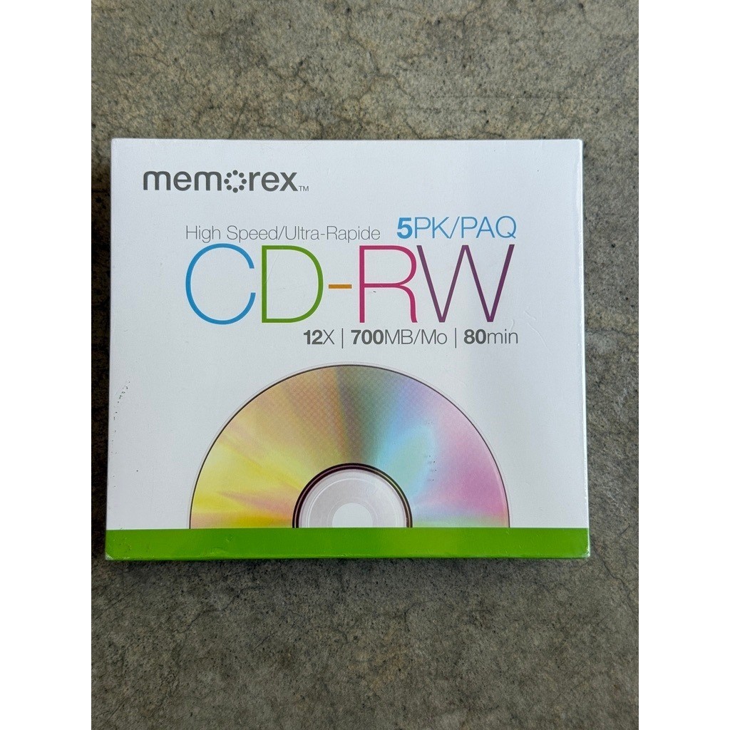 Memorex CD-RW 5-Pack High Speed Rewritable 700MB 80min 12x Slim Cases New Sealed