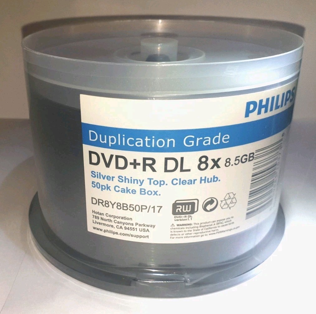Philips DVD+R DL Dual Layer, Duplication Grade, new sealed pack of 50/spindle