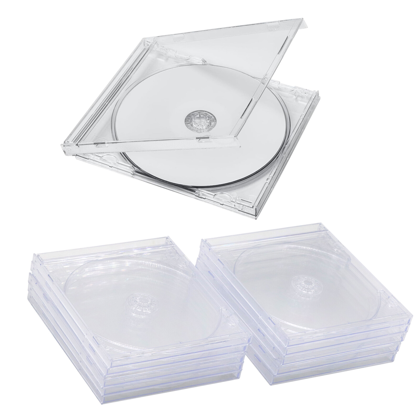 10Pack Standard 1 CD Jewel Case Lots Single CD with Tray 10.4mm Clear Protectors