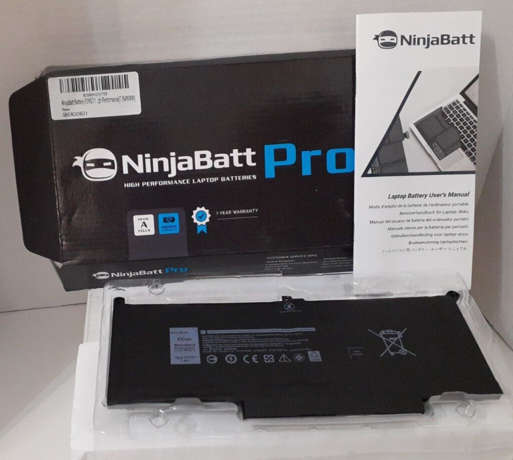 NinjaBatt Pro HIGH PERFORMANCE LAPTOP BATTERIES NIB F3YGT