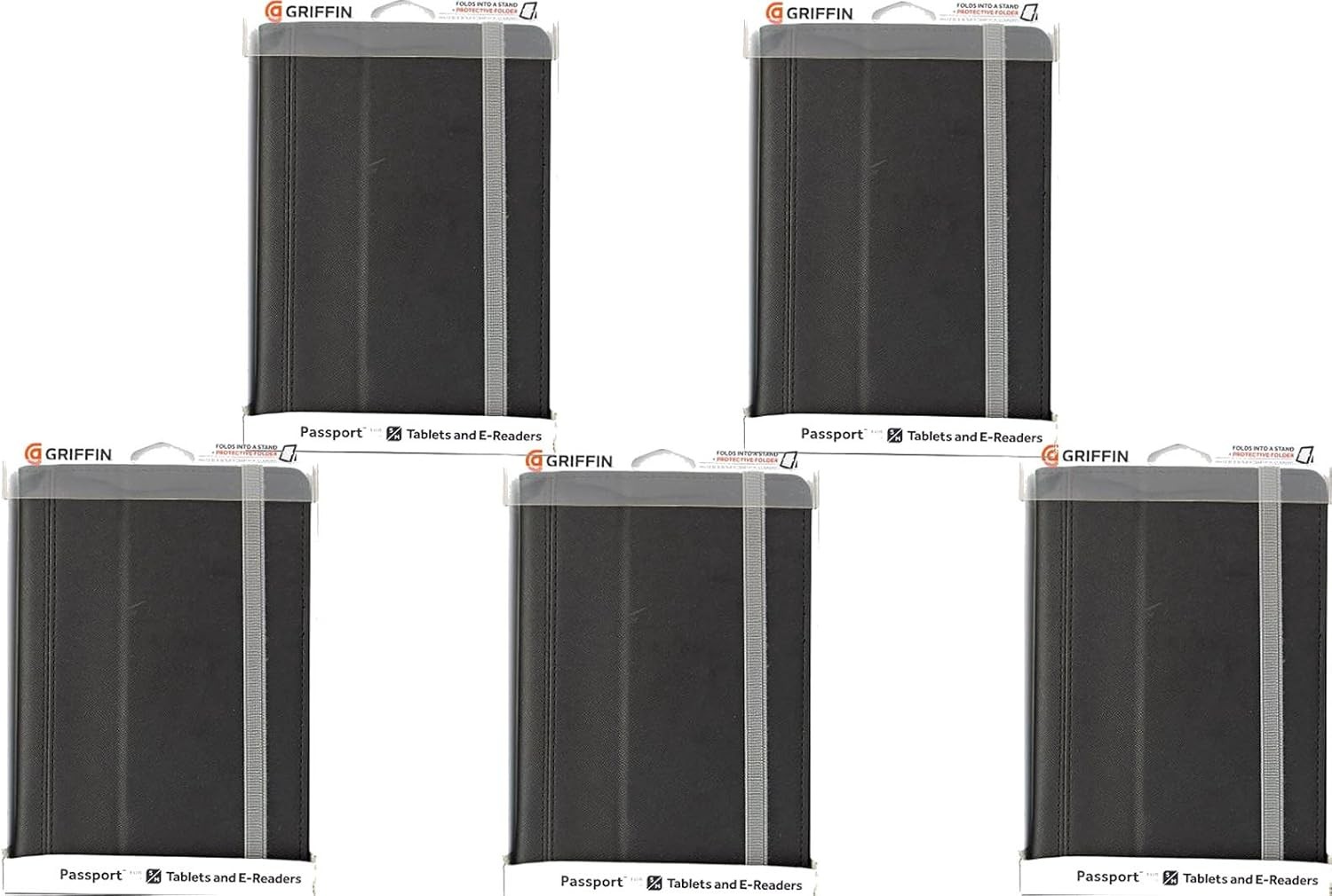 5-Pack Griffin Passport Tablet/E-Reader Cases - Small/Medium - Black & Grey