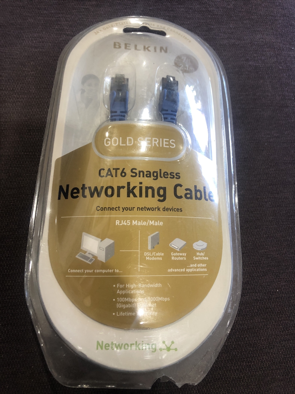 Belkin A3L980b07-BLU-S 7-Foot Patch Cable Lot of 2 *New Unused*