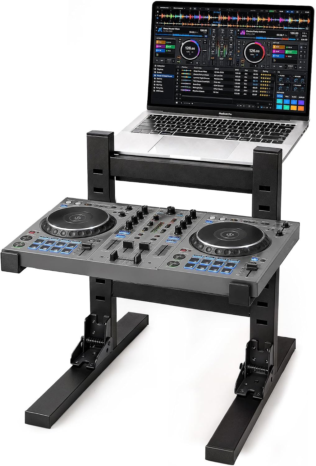 DJ Laptop Stand, Dual Tier Foldable Stand for Laptop & Controller