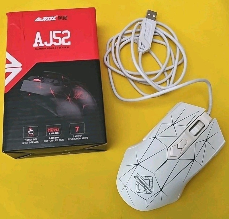 AJ52 Gaming Mouse White AJAZZ 5 Keys 2 Function Keys 7 Step DPI