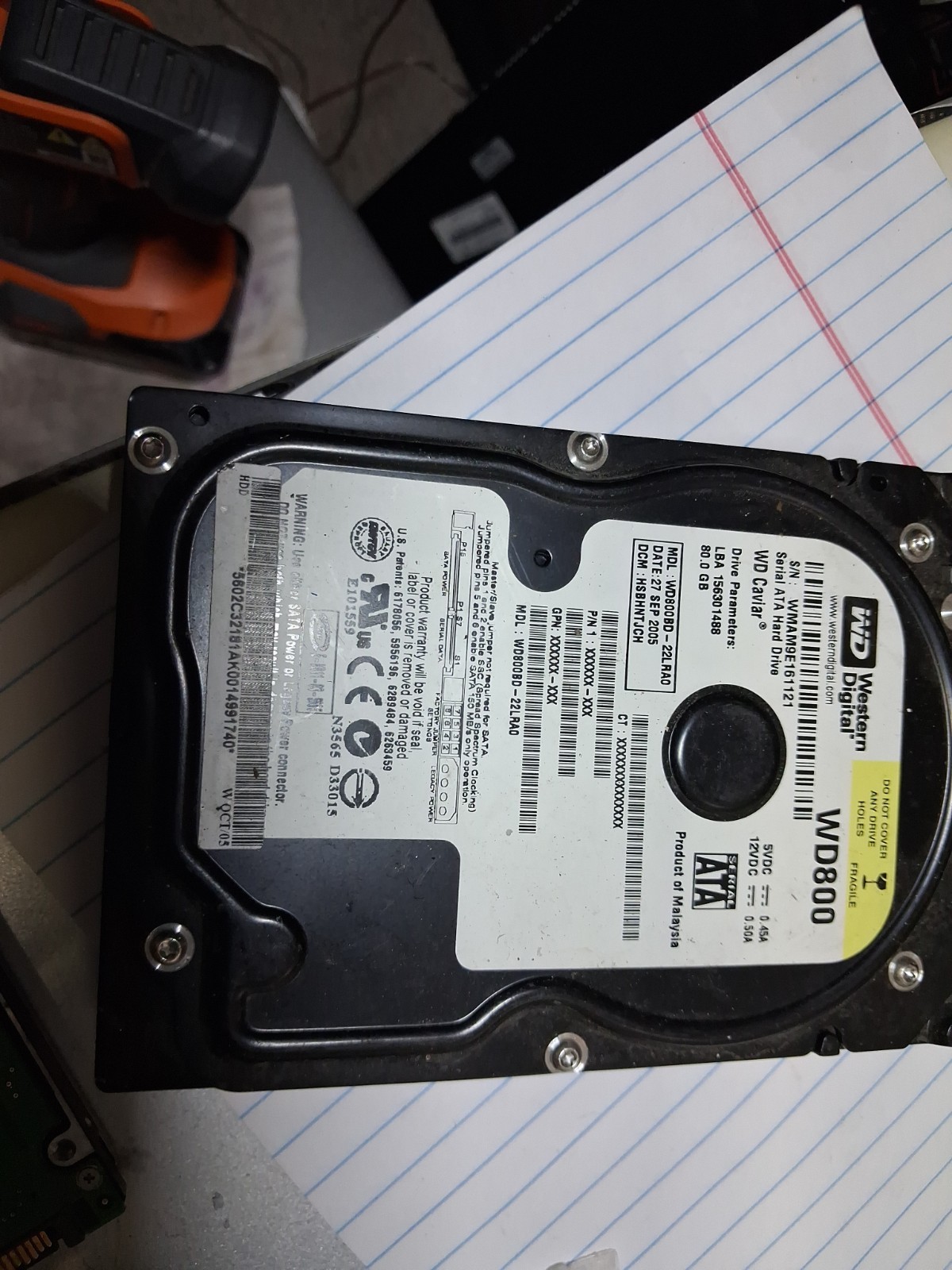 Western Digital Serial Ata Hard Drive 80 GB