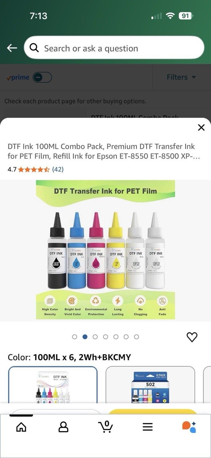 DTF Ink 100ML Combo Pack, Premium DTF Transfer Ink