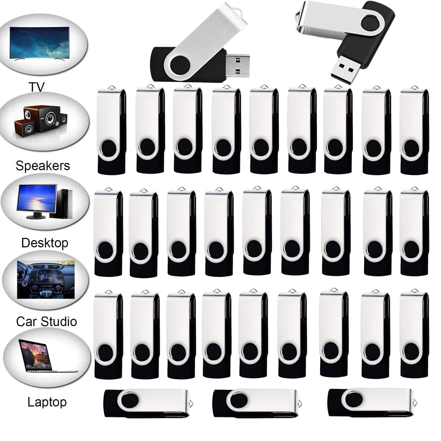 1 10 100Pack USB 2.0 Flash Drive Swivel Thumb Pen Drive U Disk Memory Sticks Lot