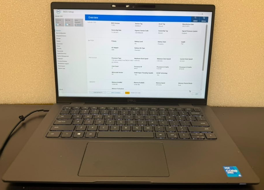 Dell Latitude 7420 14 in Laptop Core i5-1145G7 16GB RAM No Drive BIOS Password
