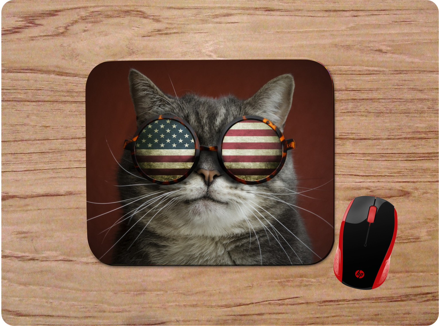 PATRIOTIC AMERICAN FLAG KITTY CAT NEOPRENE NON-SLIP SOFT MOUSE PAD USA SHIP